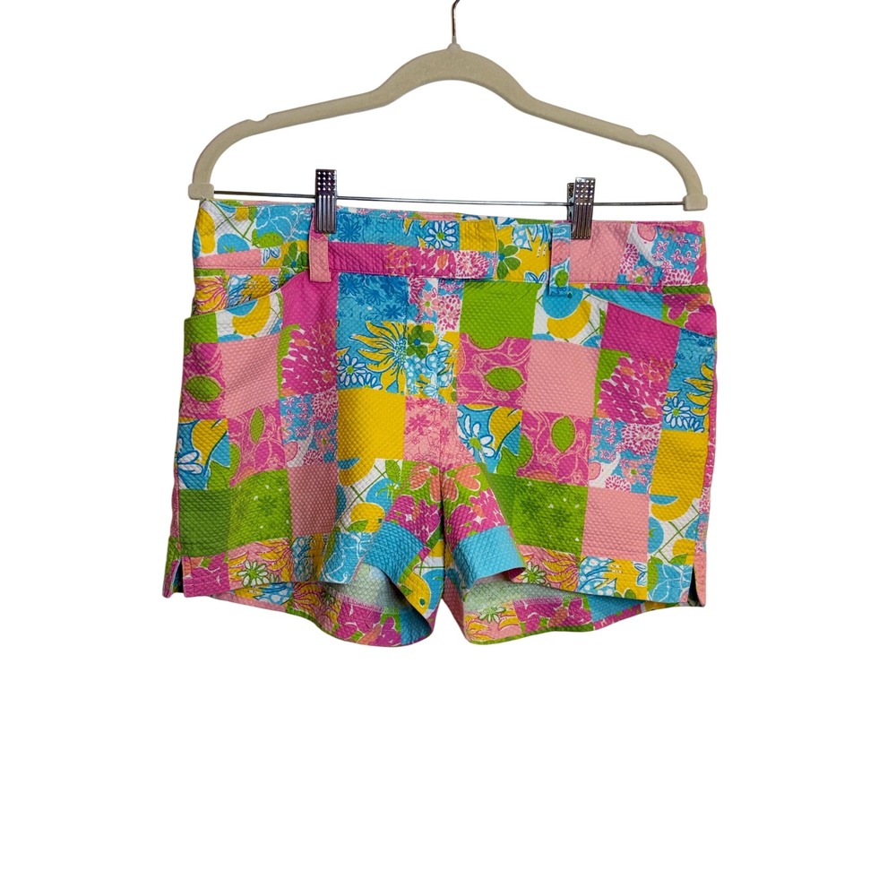 Lilly Pulitzer Callahan Patchwork Shorts Womens 10 Multicolor Floral Seersucker